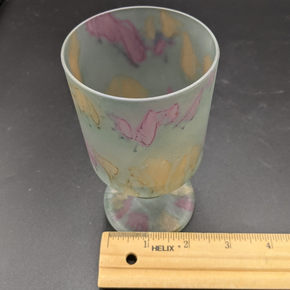 Watercolor Satin Glass Goblets Set From Israel - Picture 9 of 10